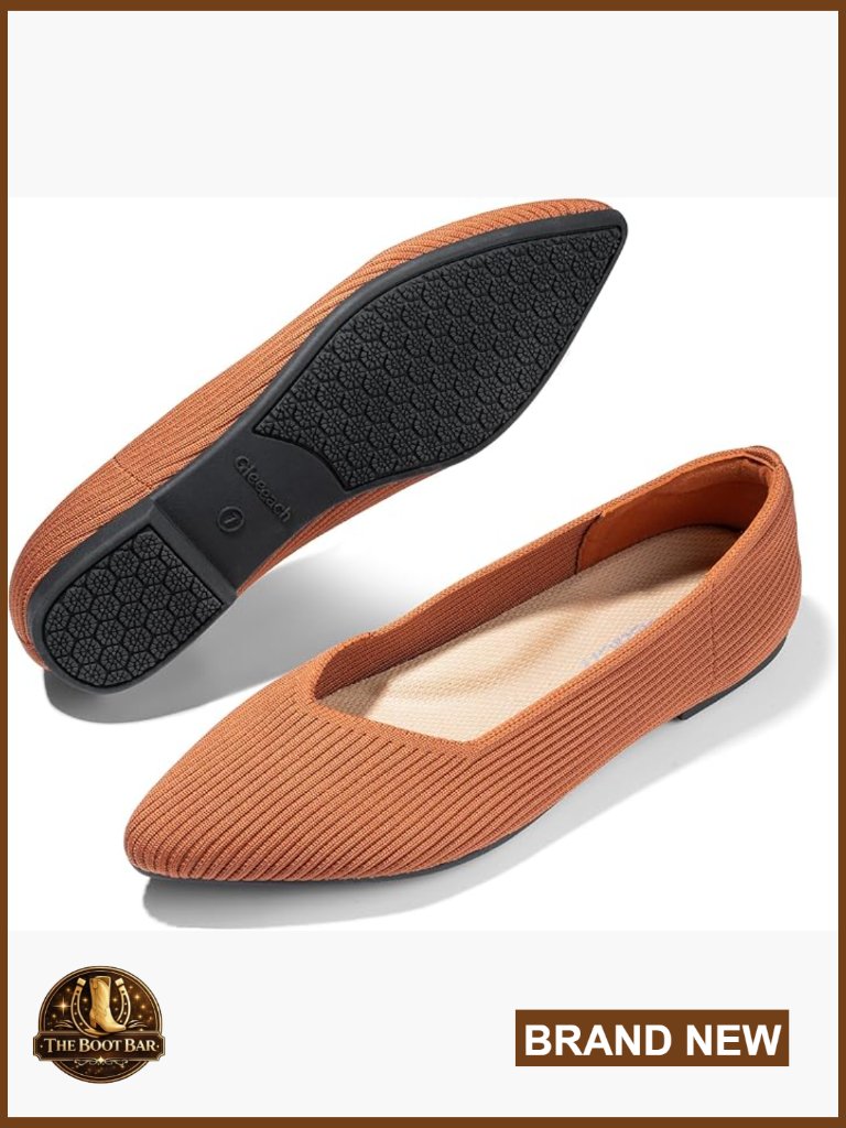 Non Slip Work Flats Slip-On Pointed Toe Knit Comfortable Business Shoes